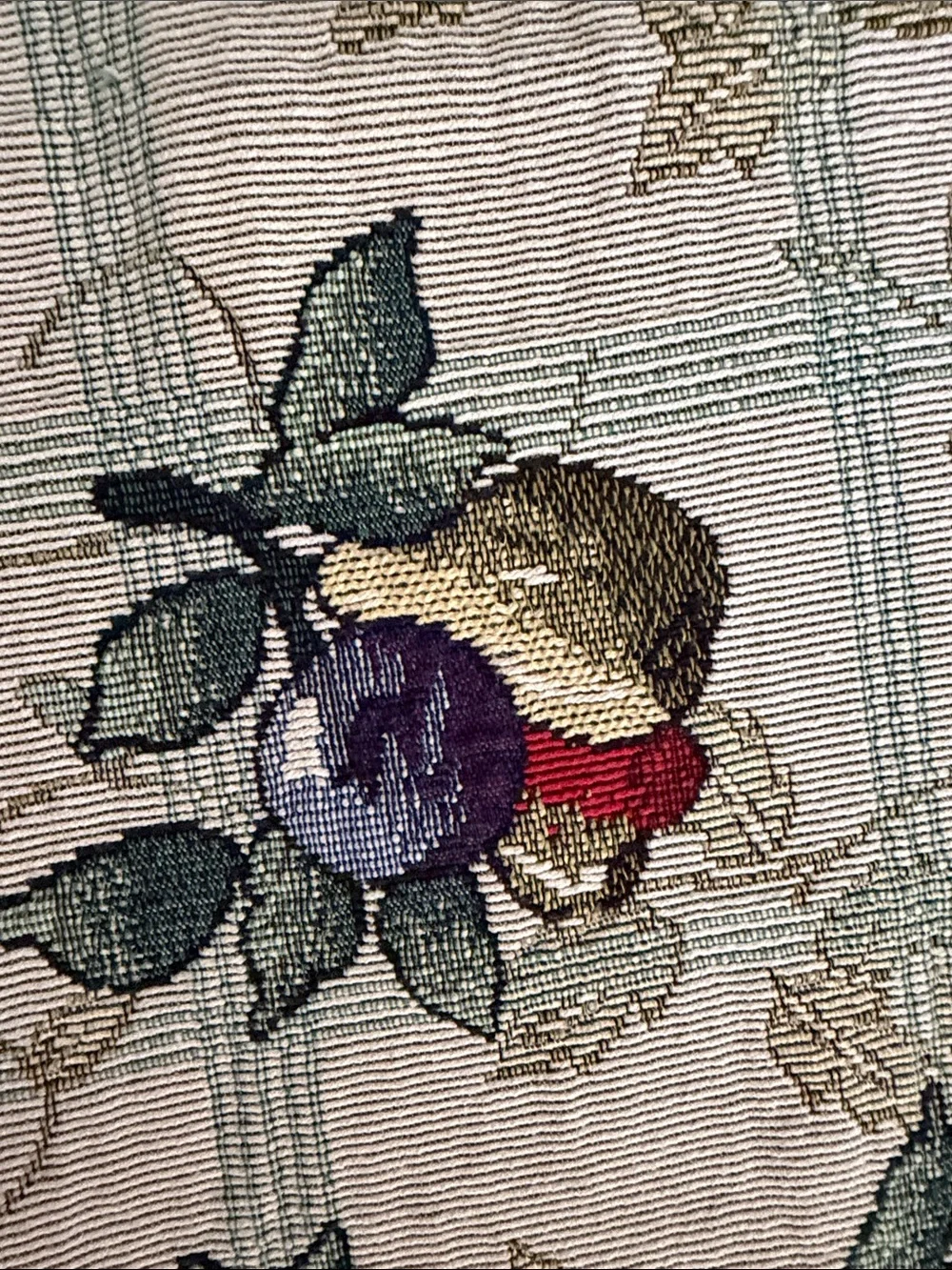 Floral Fruit Tapestry Runner in Cream with Red & Green Accents